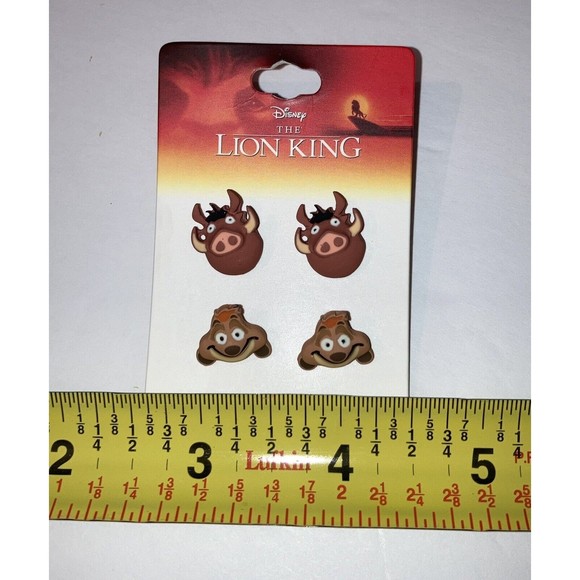 Disney Character The Lion King Movie Brown Timon & Pumbaa Post Earring Set Faces - Picture 9 of 12